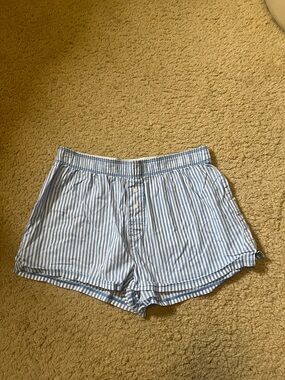 PINK Light Blue & White Striped Sleep Shorts